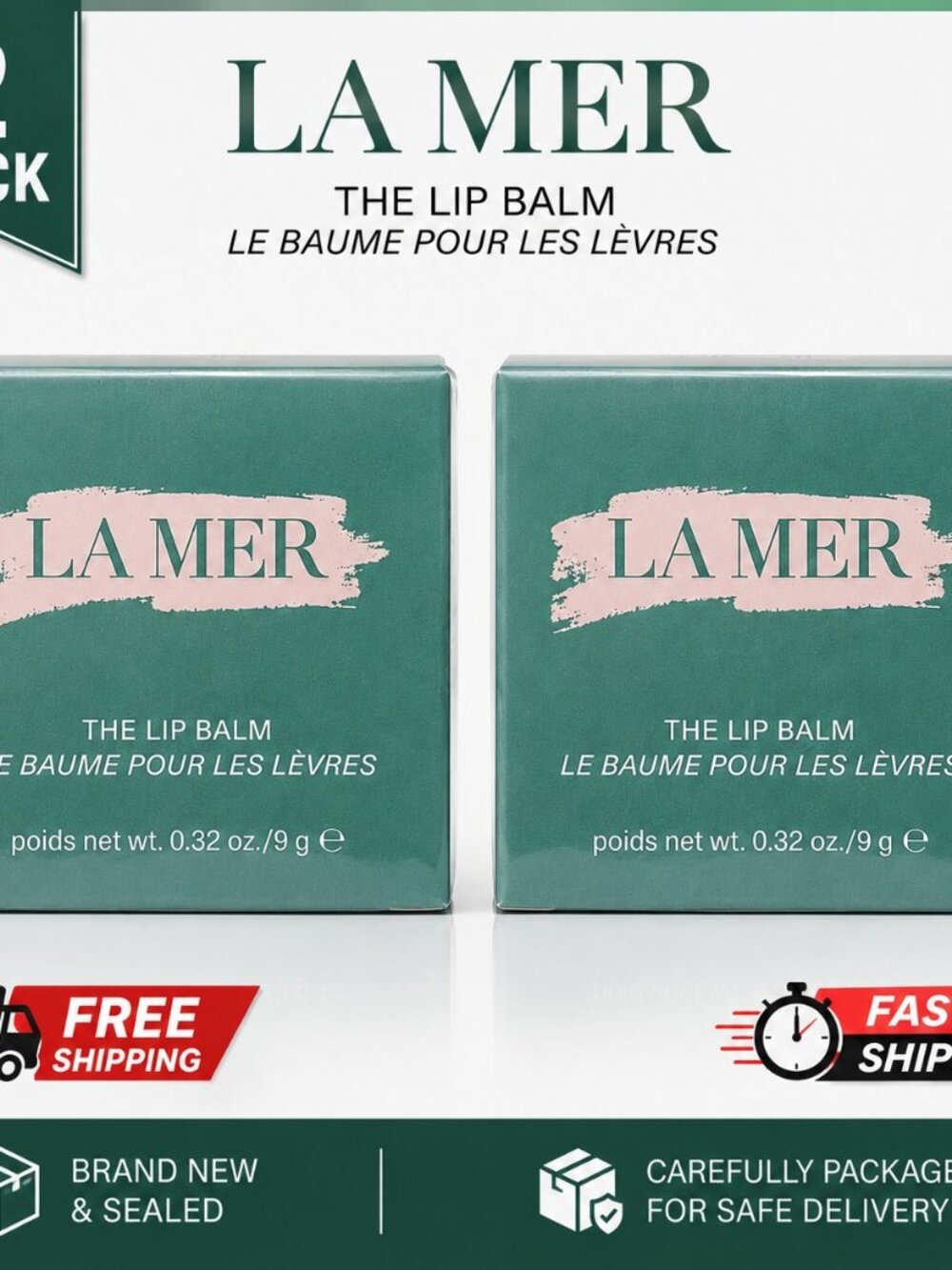 2 Pack La Mer The Lip Balm / Le Baume Pour Les Lèvres 9 g / 0.32 oz – New in Box